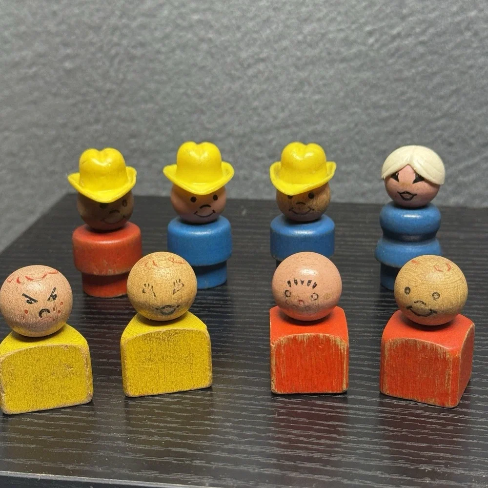 Lot of 16 Vintage Fisher Price Little People - Rare All Wood